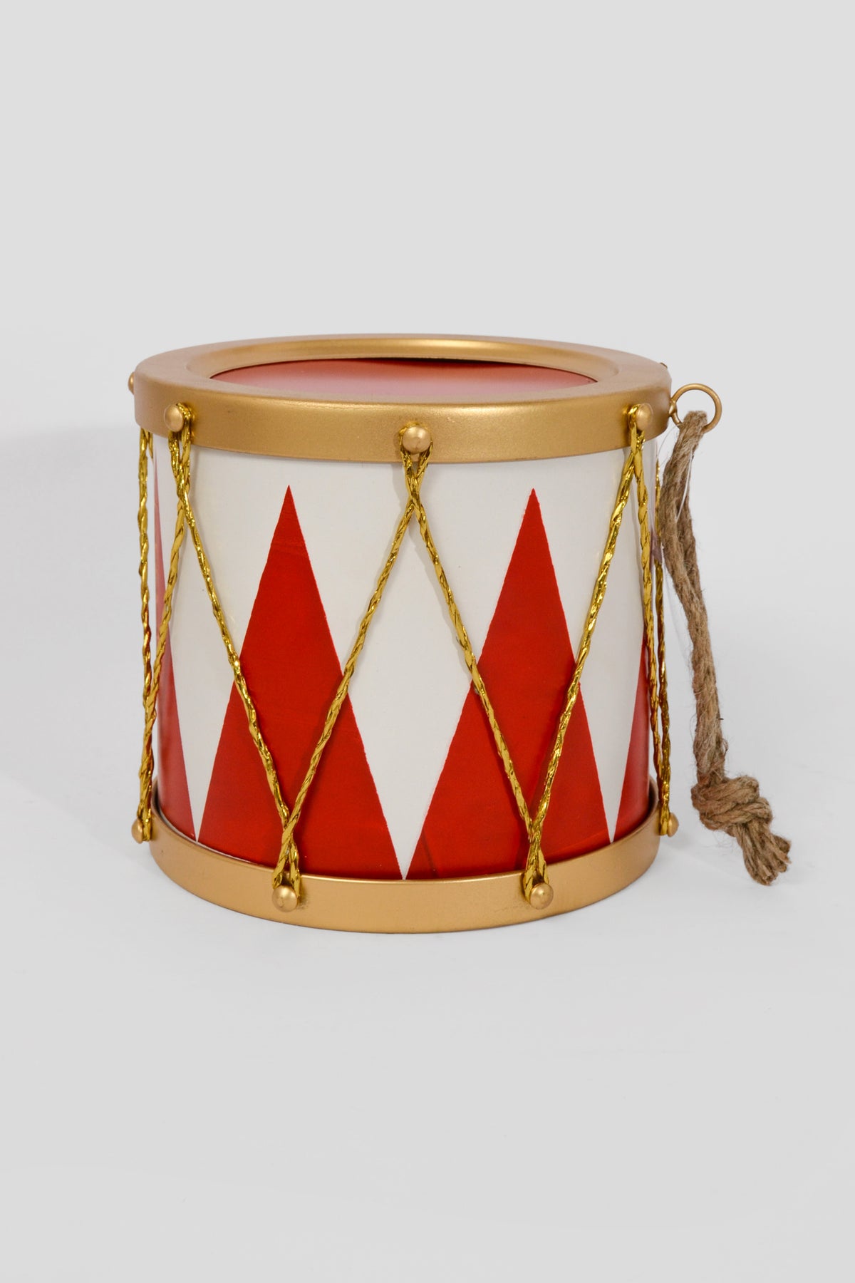 8" Drum Ornament Red/White
