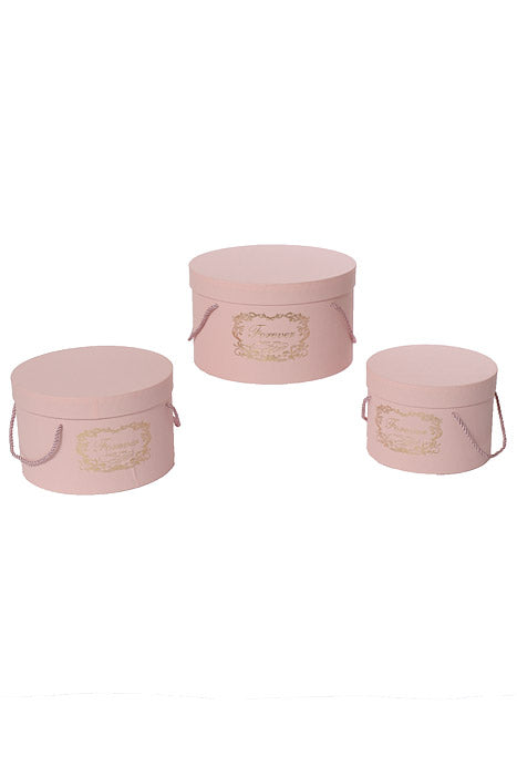 7.25" X 8.75" X 10" Gift Box With Lid Ribbon Pink Set/3