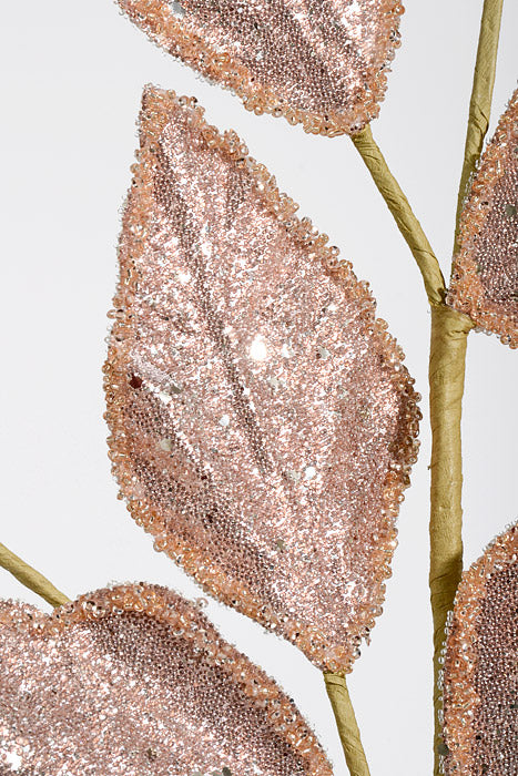 28" Glitter with Beaded Edge Salal Spray Blush