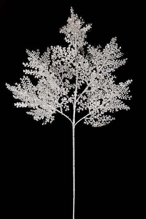 35" Glitter Grass Spray Silver