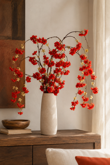 54" Silk Hanging Silk Cherry Blossom Red