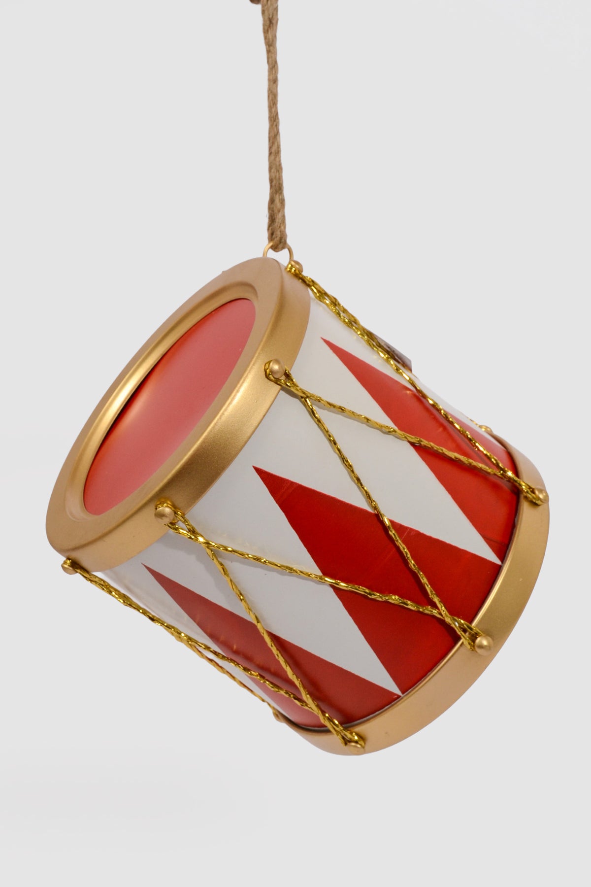 8" Drum Ornament Red/White