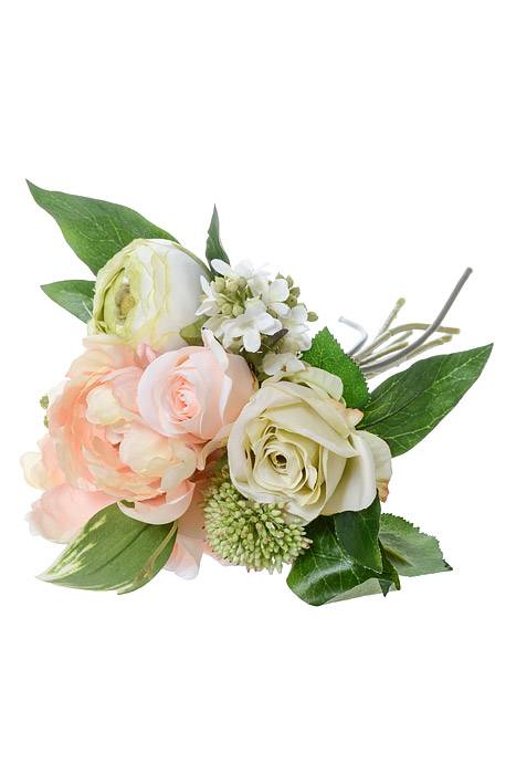 11&quot; Peony/rose/lilac Bouquet Peach/green
