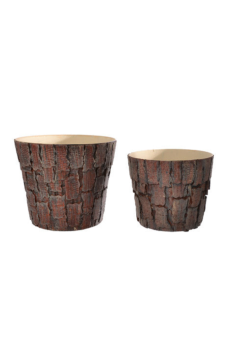 6.5&quot;/8.5&quot; Bark Pot Brown (Set/2)