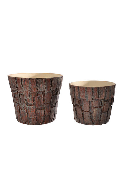 6.5&quot;/8.5&quot; Bark Pot Brown (Set/2)
