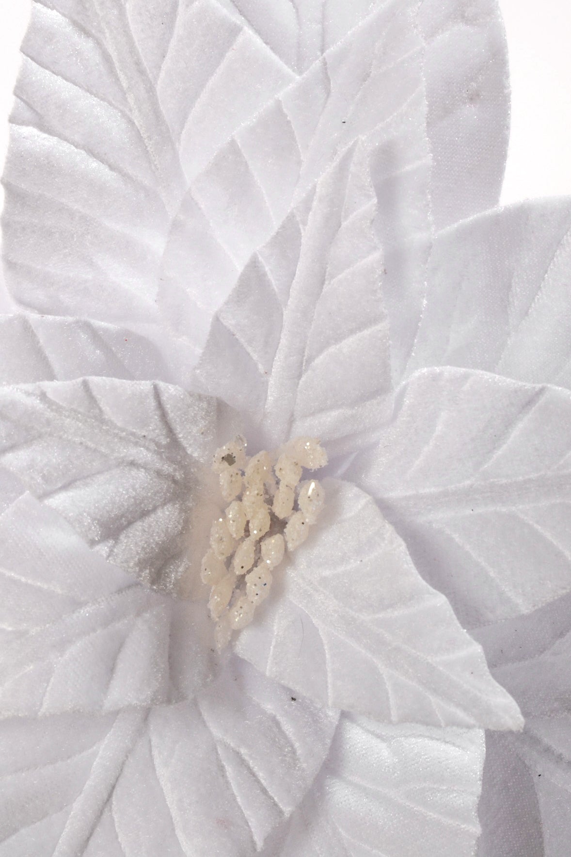22" Velvet Poinsettia Stem White