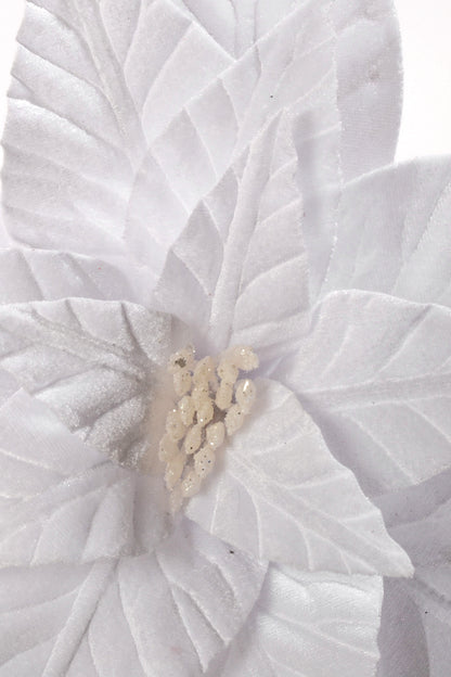 22" Velvet Poinsettia Stem White