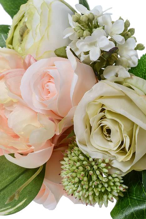 11&quot; Peony/rose/lilac Bouquet Peach/green