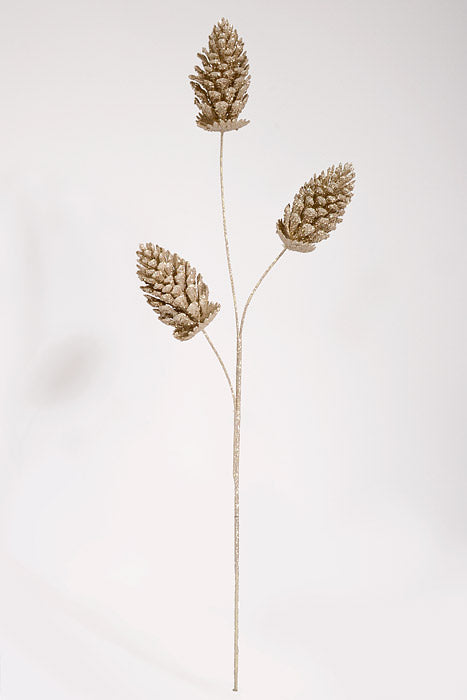 35.5" Glitter Pinecone Spray Champagne