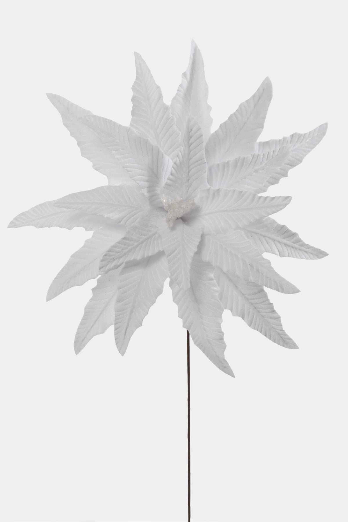 23.5" Velvet Poinsettia Stem White