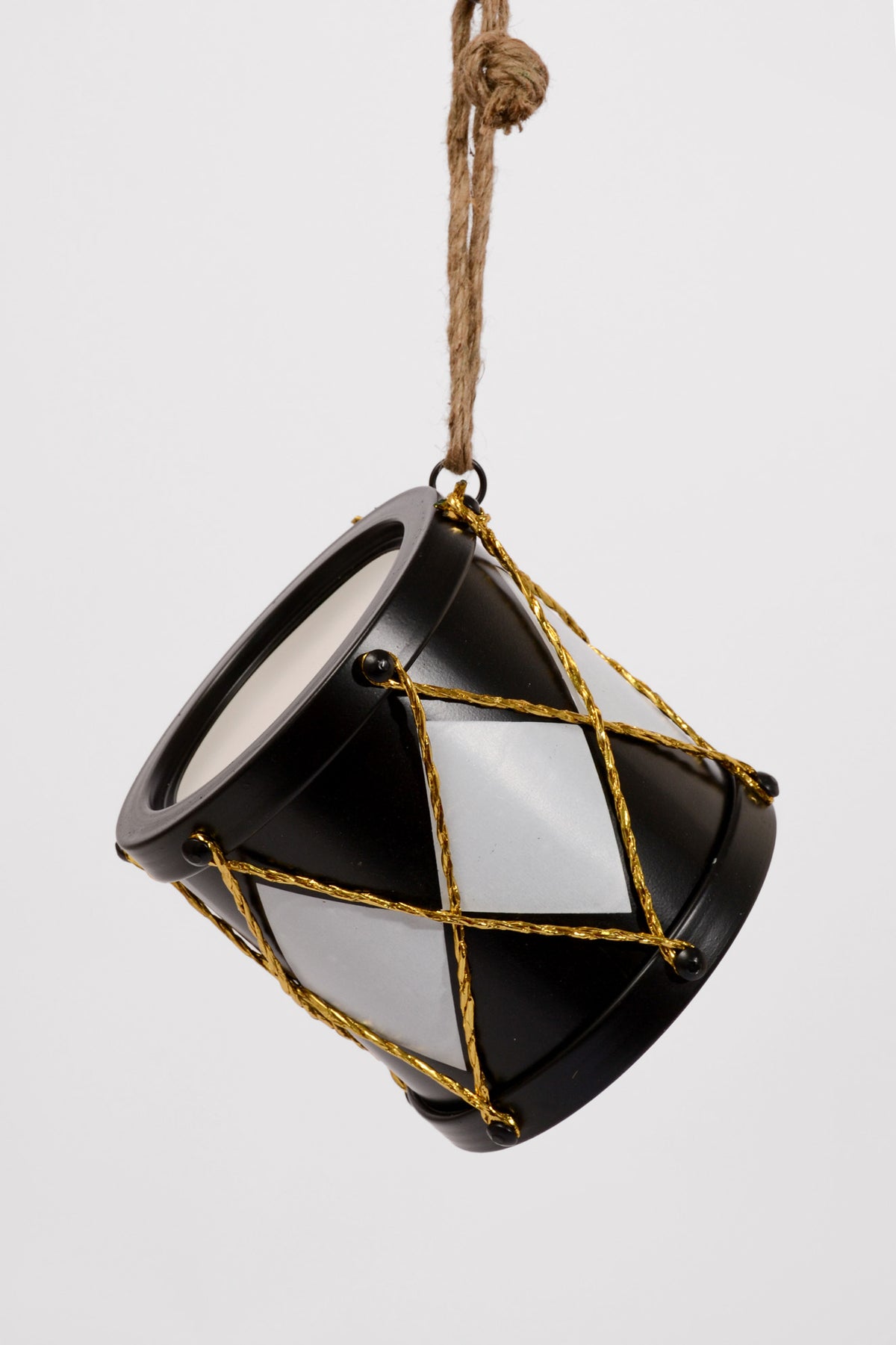 6" Drum Ornament Black/White