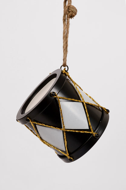 6" Drum Ornament Black/White