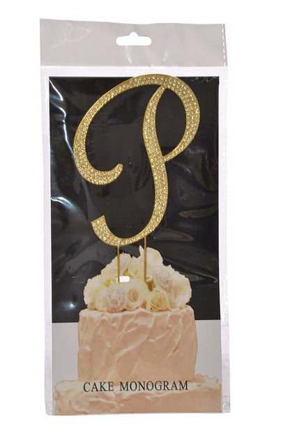 4.75" Rhinestone Monogram Letter "P" Gold