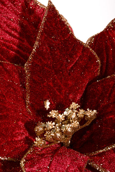 24" Rich Velvet Poinsettia Stem Burgundy