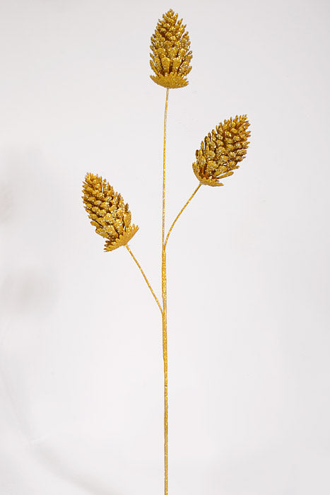 35.5" Glitter Pinecone Spray Gold