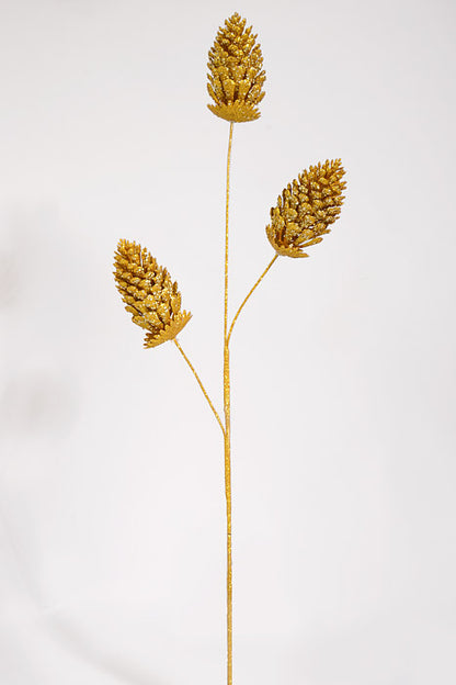 35.5" Glitter Pinecone Spray Gold