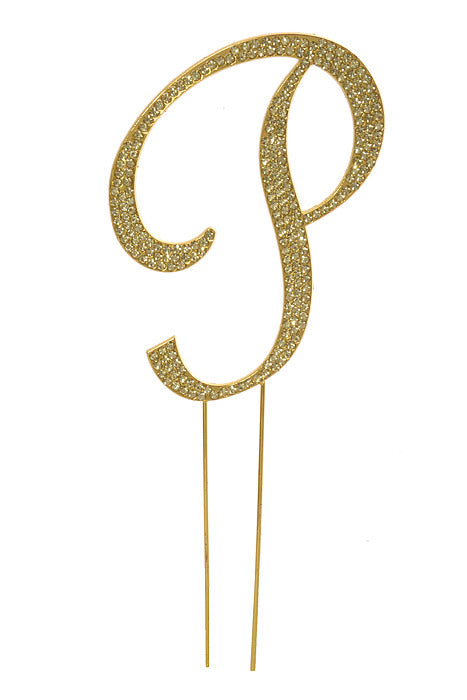 4.75" Rhinestone Monogram Letter "P" Gold