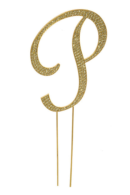 4.75" Rhinestone Monogram Letter "P" Gold