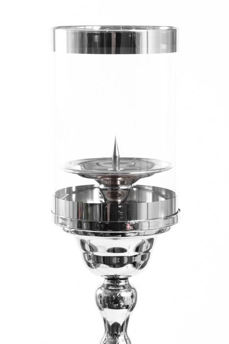 37" 3-ligth Metal Candelabra W/glass Silver