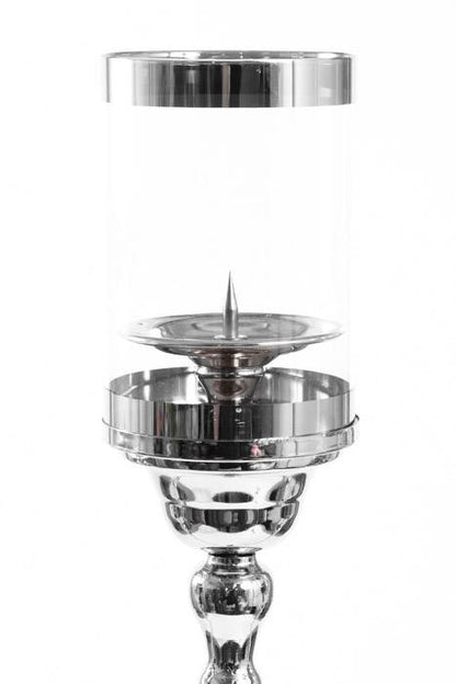 37" 3-ligth Metal Candelabra W/glass Silver