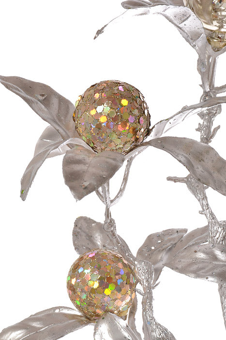 27" Glittered Berry Spray (Silver)