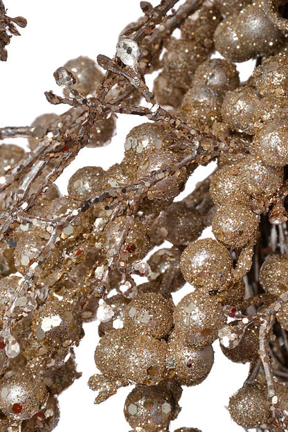 28" Glamour Berry Wreath Gold Glitter