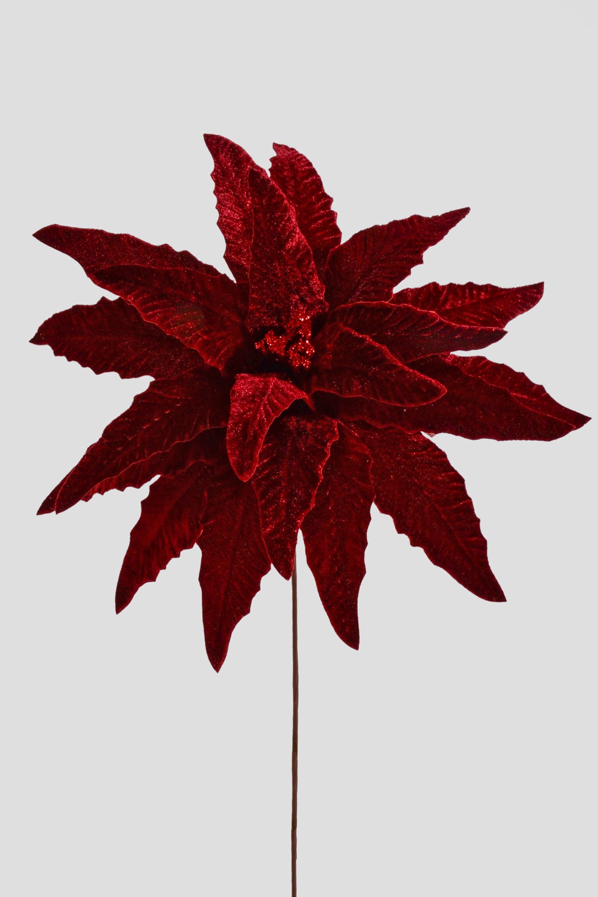 23.5" Velvet Poinsettia Stem Burgundy