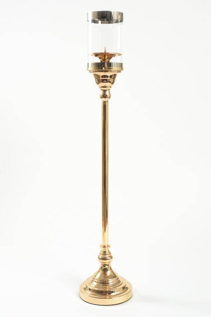 31&quot; Metal Candle Holder Stand W/glass Gold