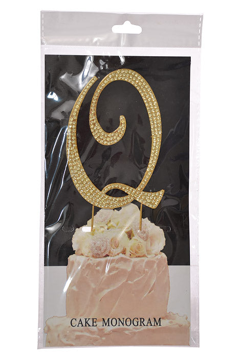 4.75" Rhinestone Monogram Letter "Q" Gold