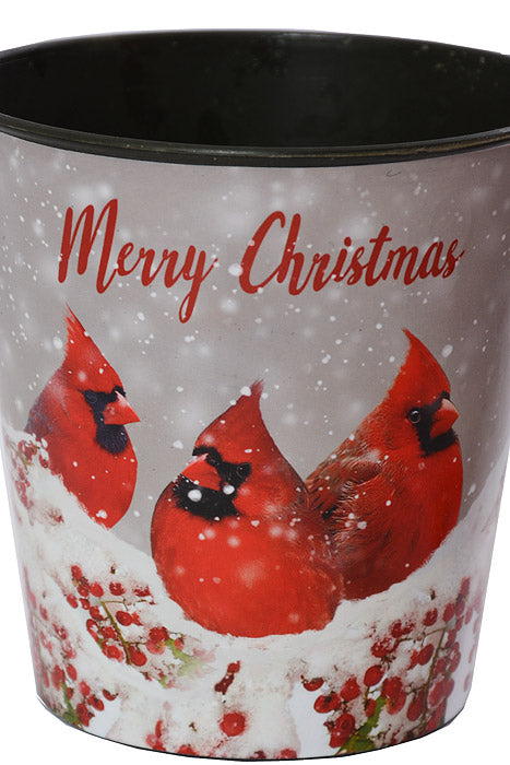 4"- 5.5" Xmas Round Plastic Vases Gray/Red Set/3