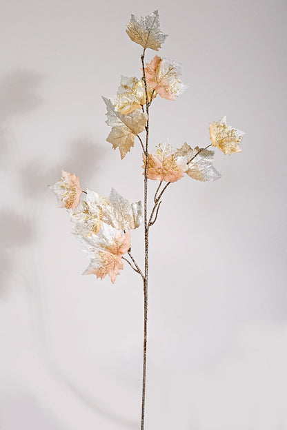 40" Metallic Oak Leaf Spray Cream