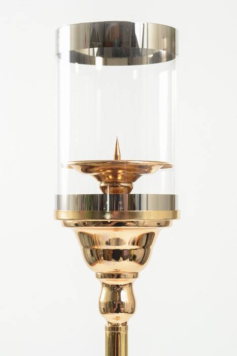 31" Metal Candle Holder Stand W/glass Gold