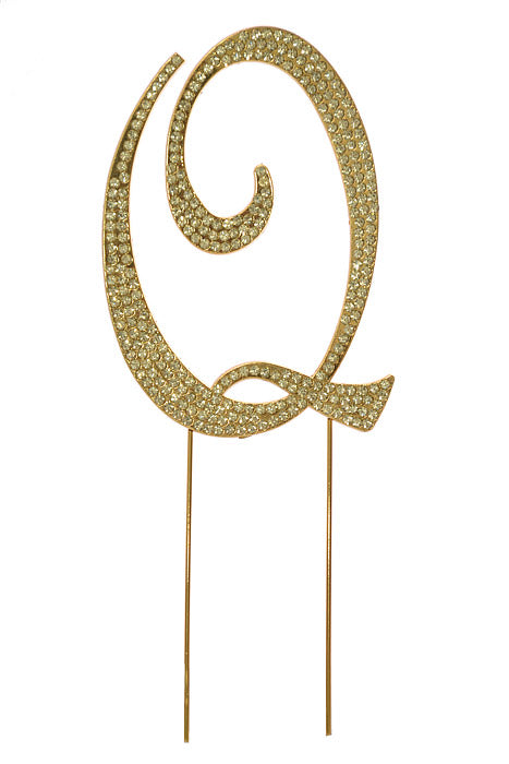 4.75" Rhinestone Monogram Letter "Q" Gold