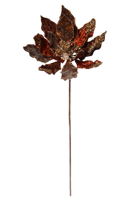 24" Regents Jewel Encrusted Poinsettia Copper/Brown