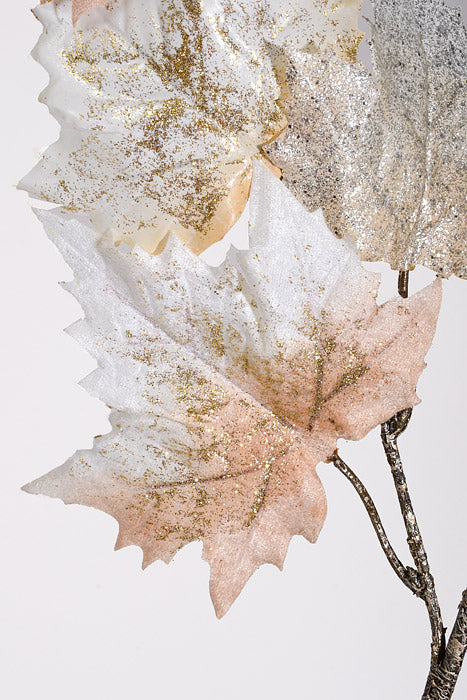 40" Metallic Oak Leaf Spray Cream