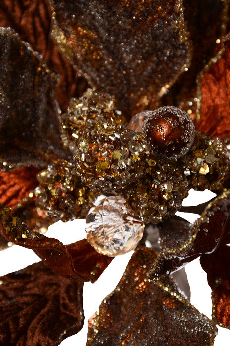 24" Regents Jewel Encrusted Poinsettia Copper/Brown