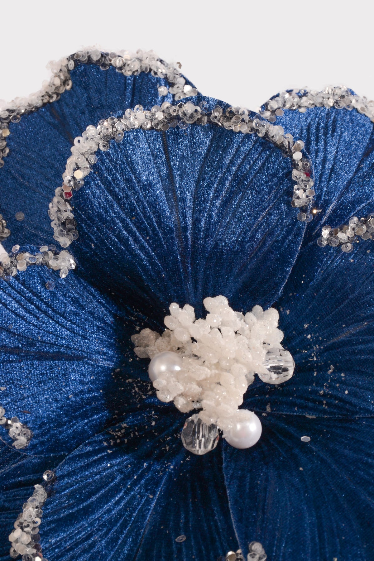 22" Velvet/Sequins Magnolia Stem Midnight/Blue