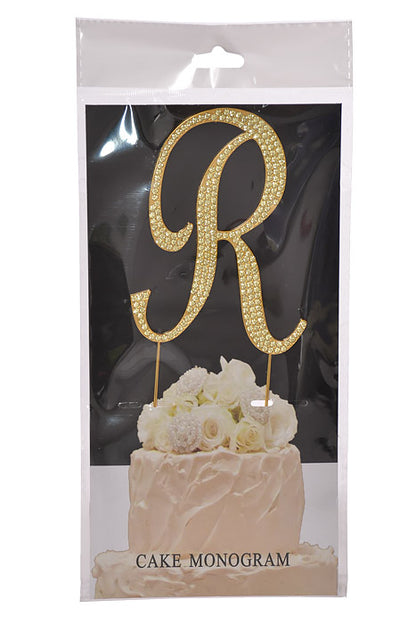 4.75" Rhinestone Monogram Letter "R" Gold