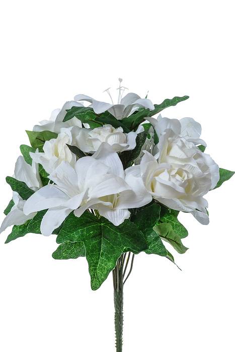 13&quot; Silk Rose/Lily Wedding Bush White