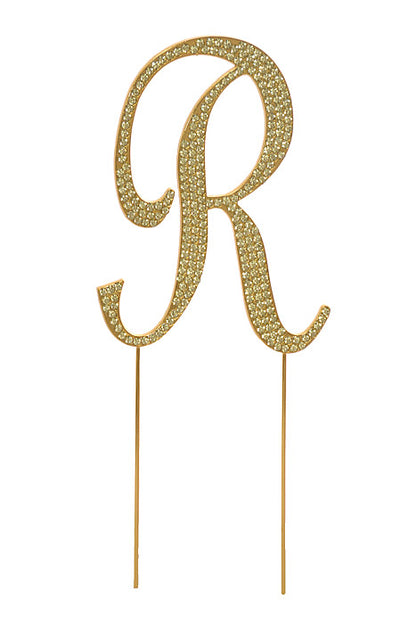 4.75" Rhinestone Monogram Letter "R" Gold