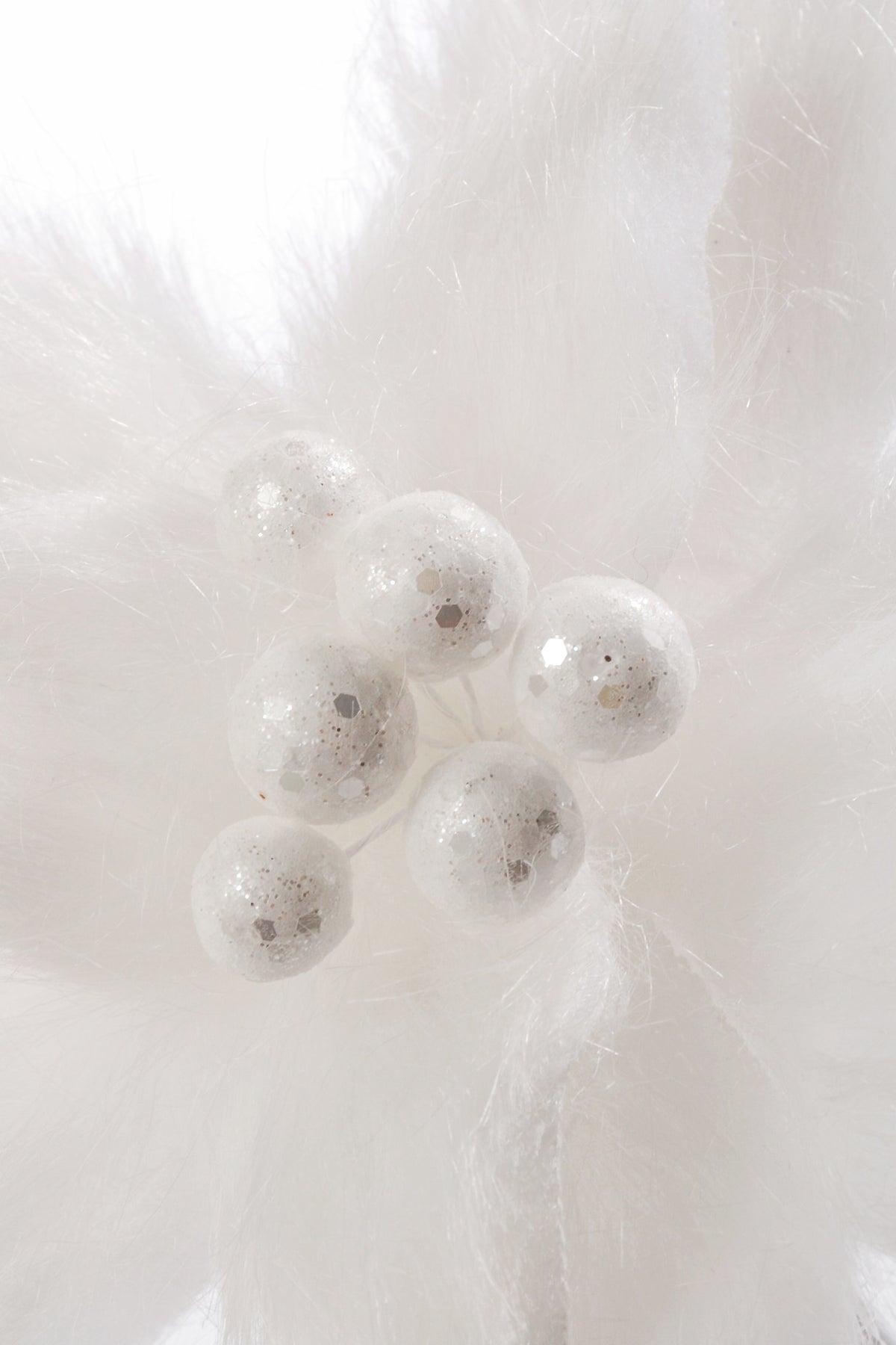 24.5" Plush Poinsettia Stem White