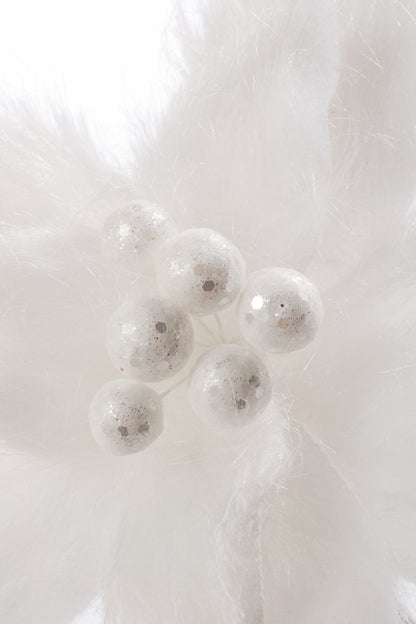 24.5" Plush Poinsettia Stem White