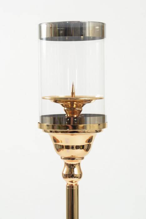 27" Metal Candle Holder Stand W/glass Gold