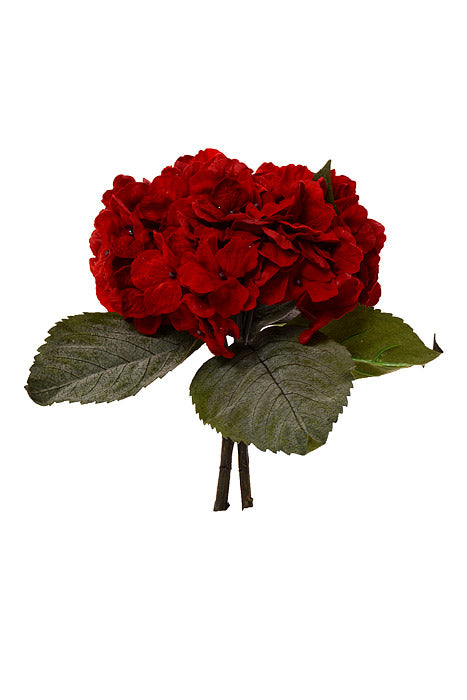 11" Silk Hydrangea Bush Red