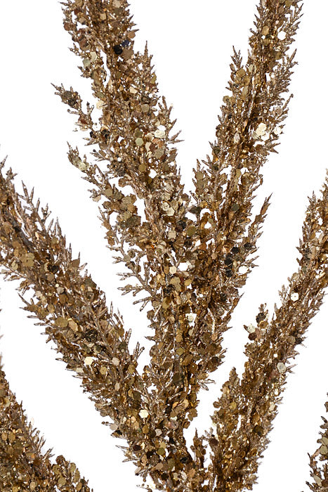 30" Glittered Reed Grass Spray Dark Gold