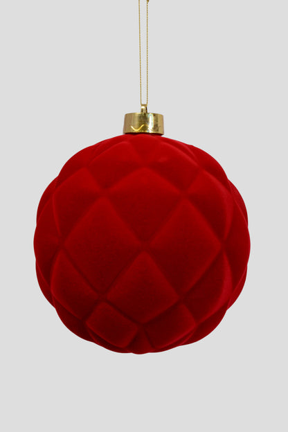 6" Flocking Ball Ornament Red Bx/2