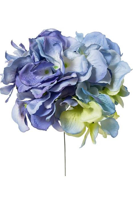 9" Silk Hydrangea Pick Blue/two Tone