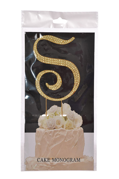 4.75" Rhinestone Monogram Letter "S" Gold