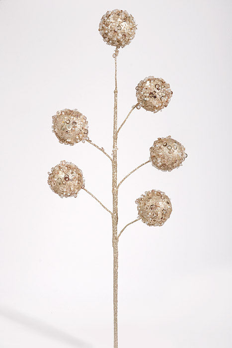 20" Glittered Ball Spray Champagne