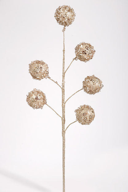 20" Glittered Ball Spray Champagne